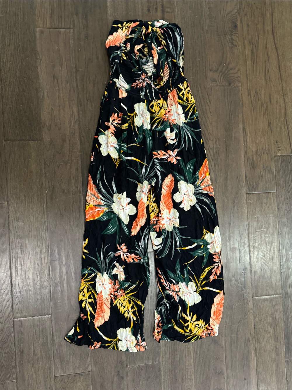 Patrons of Peace Black Tropical Strapless Wide-Leg Jumpsuit - Picture 3 of 9